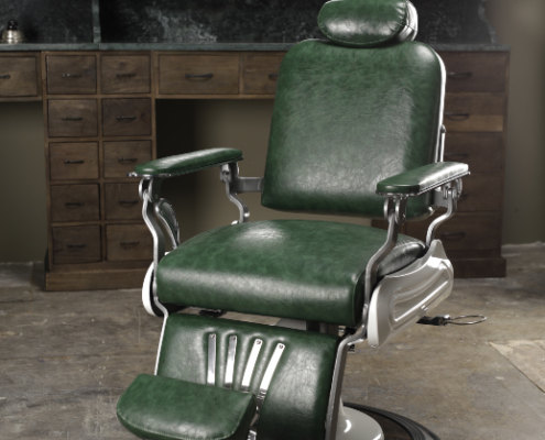 Green barberchair | Barber chairs | Oldschool barberchair | Barber furniture